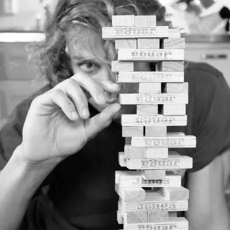 Drake Axelrod - About to lose at Jenga
